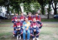 i am with the iran national table tennis team outside of my house in london.