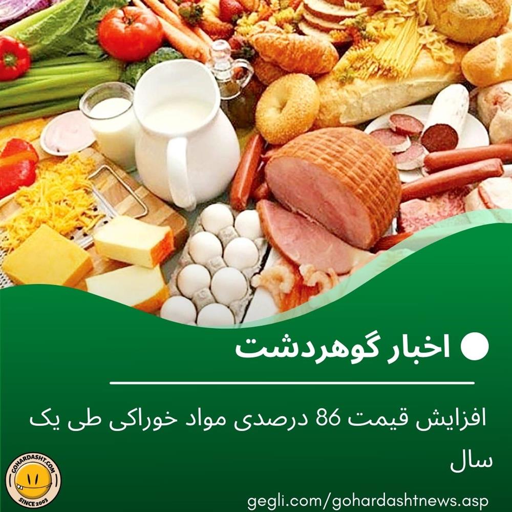 افزایش قیمت 86 درصدی مواد خوراکی طی یک سال